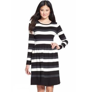 Vince Camuto Black Striped Sweater Dress
